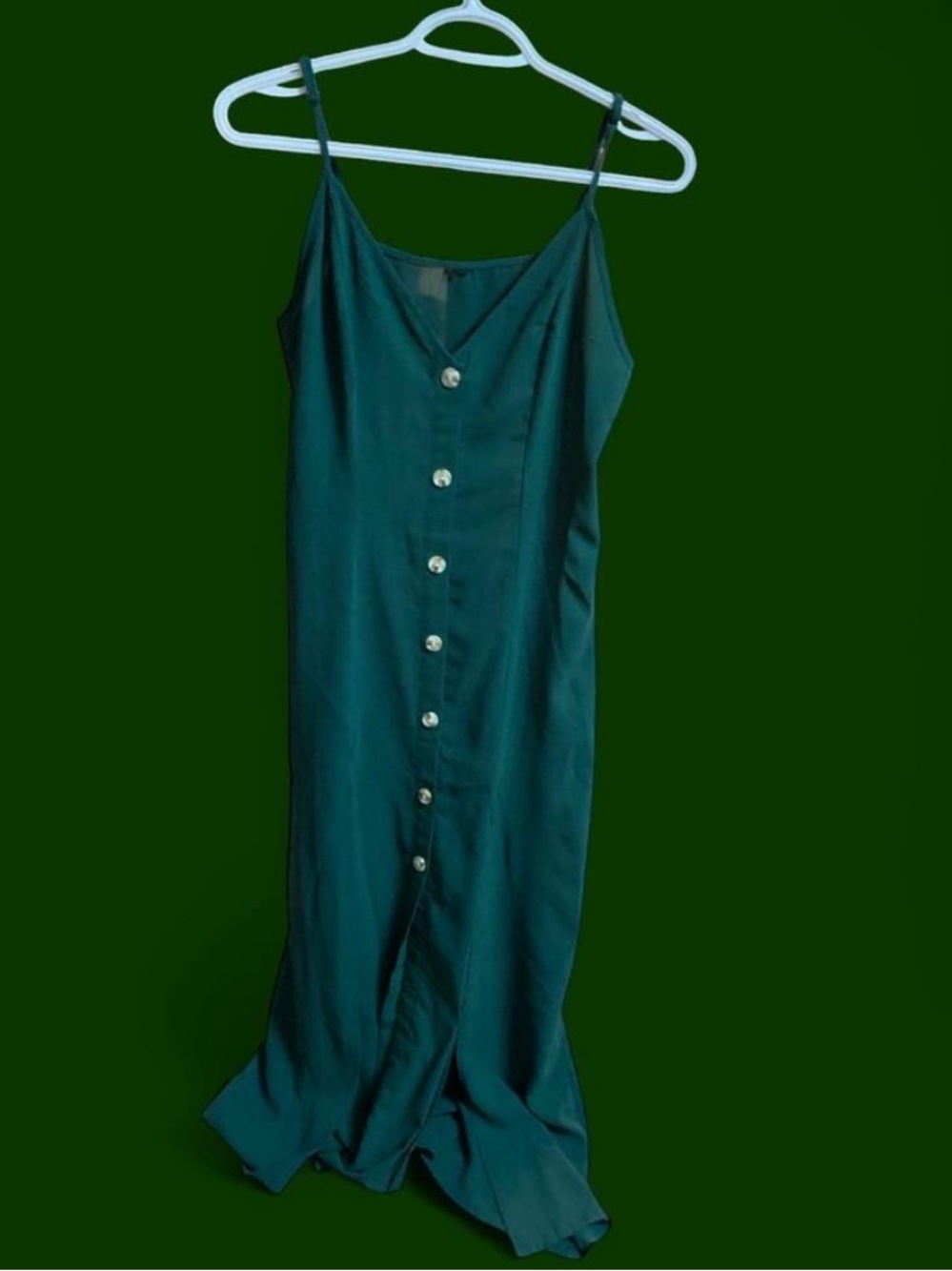 Forest Green Button-Front Maxi Slip Dress